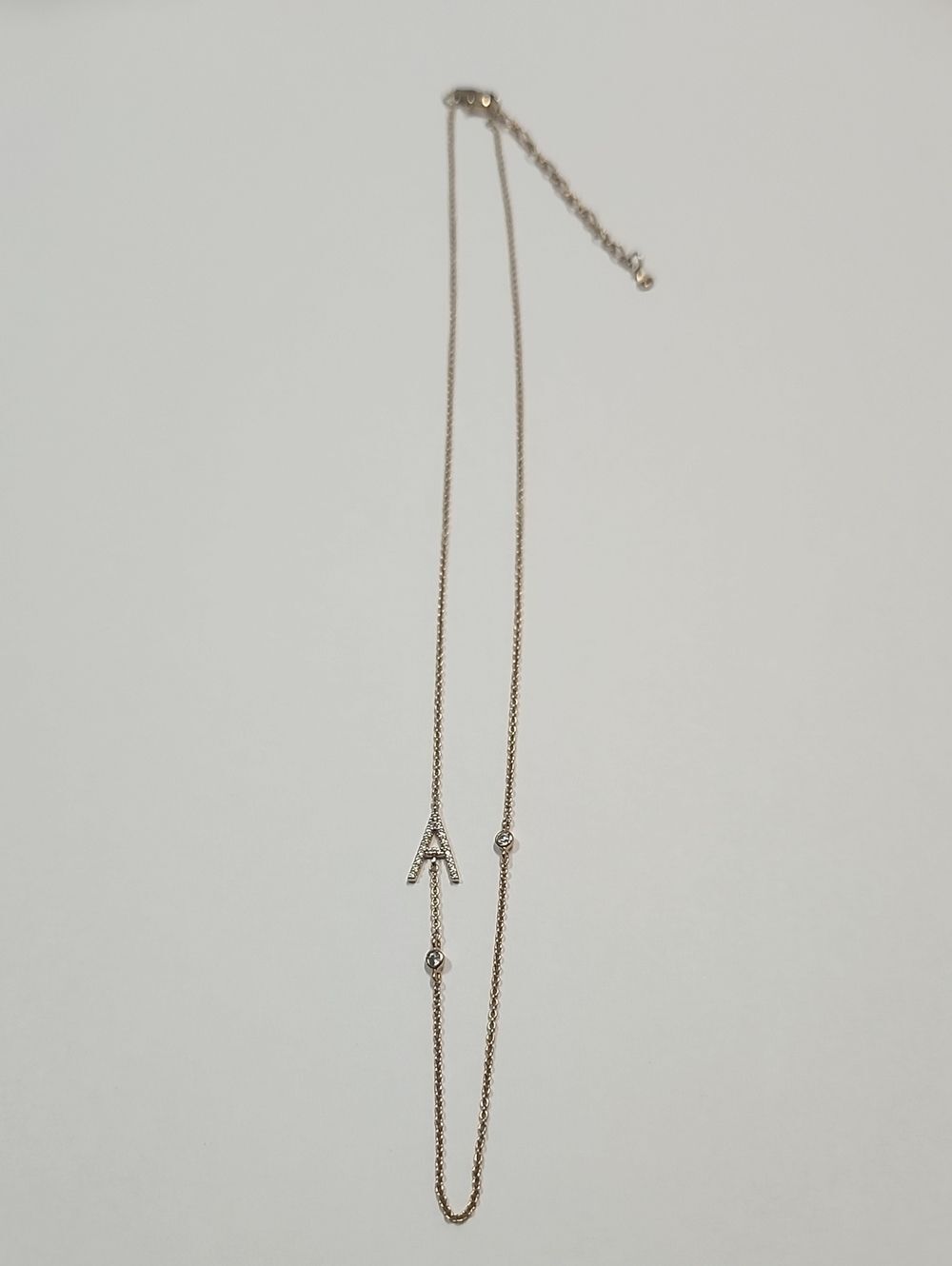 Rose Gold Tai Initial Necklace With Crystal Accents Delicate